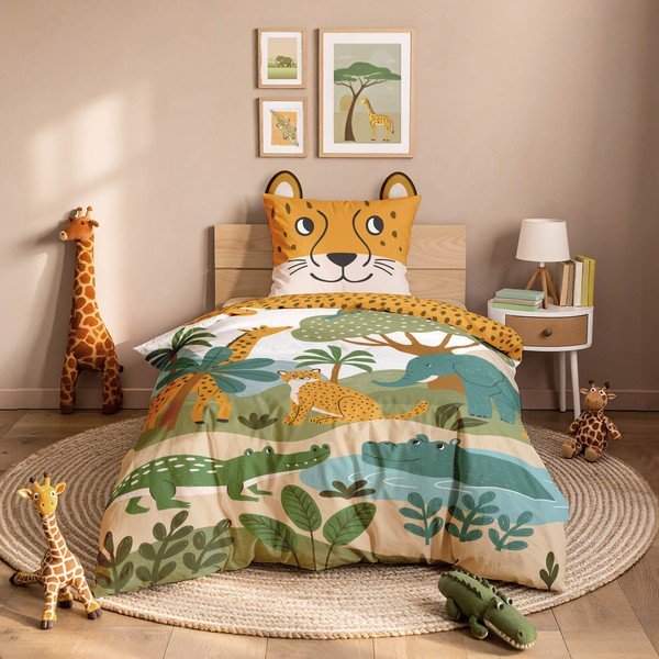 Lenjerie de pat pentru copii galbenă din bumbac pentru pat de o persoană 140x200 cm Zanimo – douceur d'intérieur-image-3