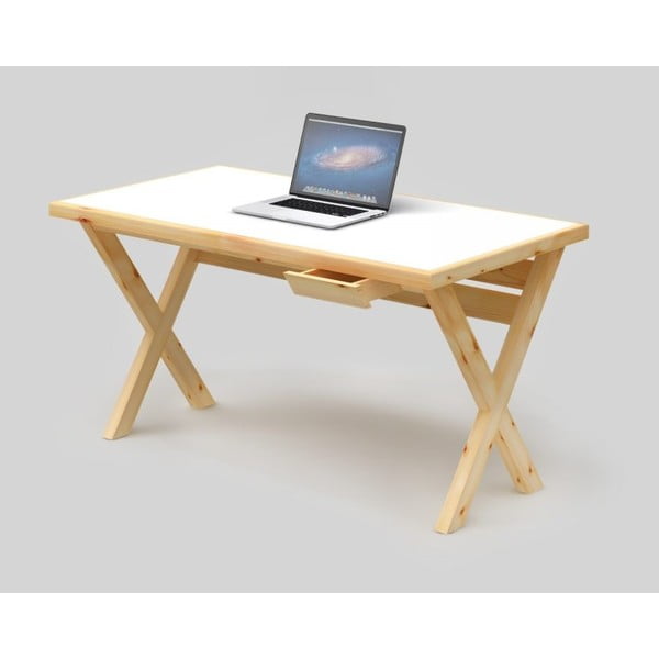 Birou cu blat alb Only Wood Desk X 