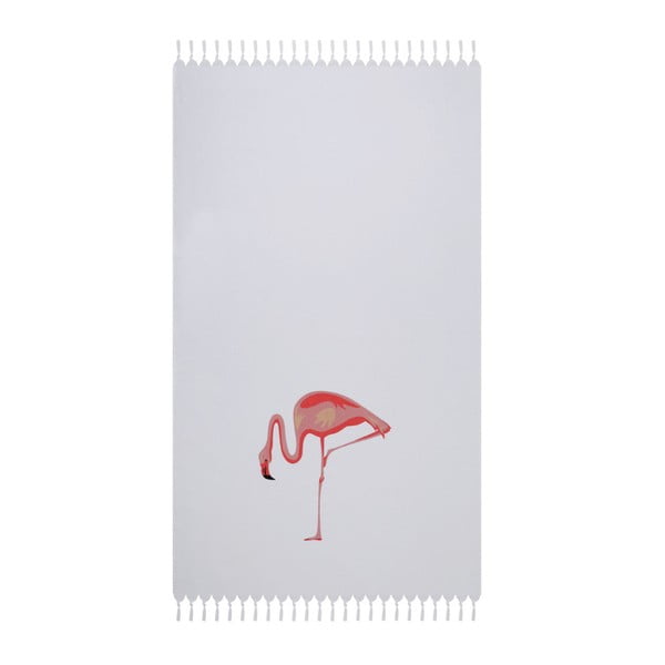 Prosop de plajă Beach Flamingo, 170 x 90 cm, alb
