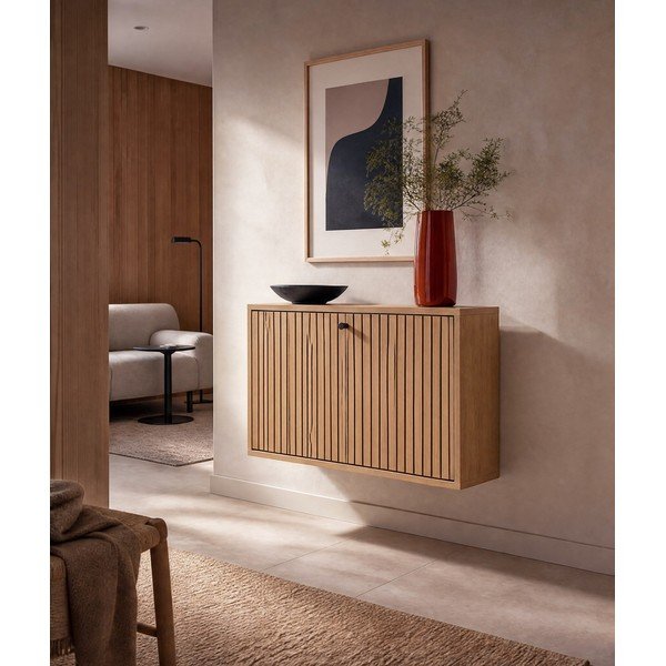 Pantofar în culoare naturală cu deschidere înclinată cu aspect de lemn de stejar 72x43x17 cm Albany  – Actona-image-1
