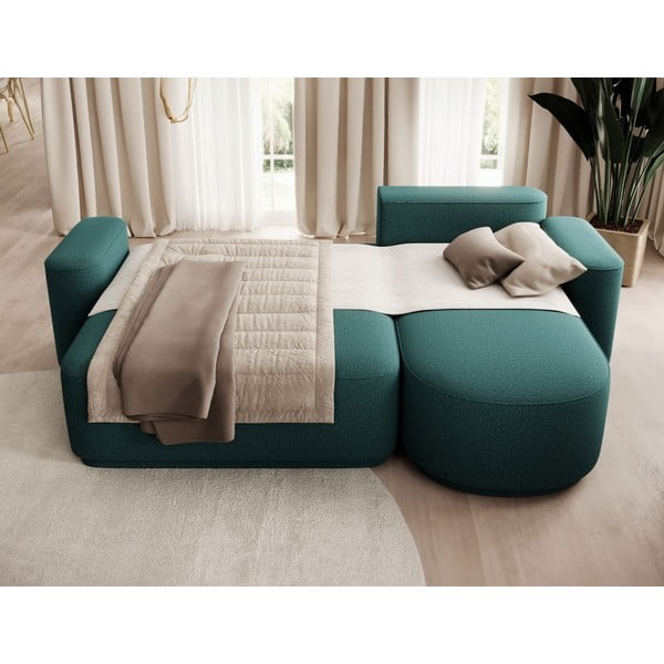 Colțar verde extensibil/cu spațiu de depozitare cu tapițerie din chenille (cu colț pe partea dreaptă/cu șezlong) Aurumm – ELTAP-image-4