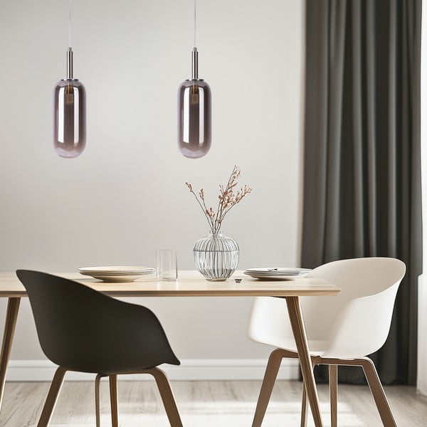 Lustră gri antracit LED cu abajur din sticlă ø 13 cm Fiuggi – Candellux Lighting-image-4