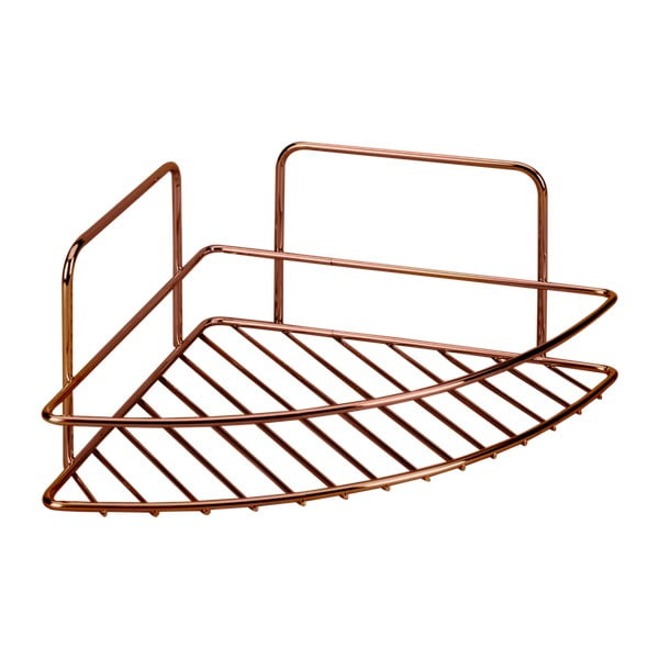 Raft pentru baie arămiu de colț de montat pe perete din oțel Reflex – Metaltex
