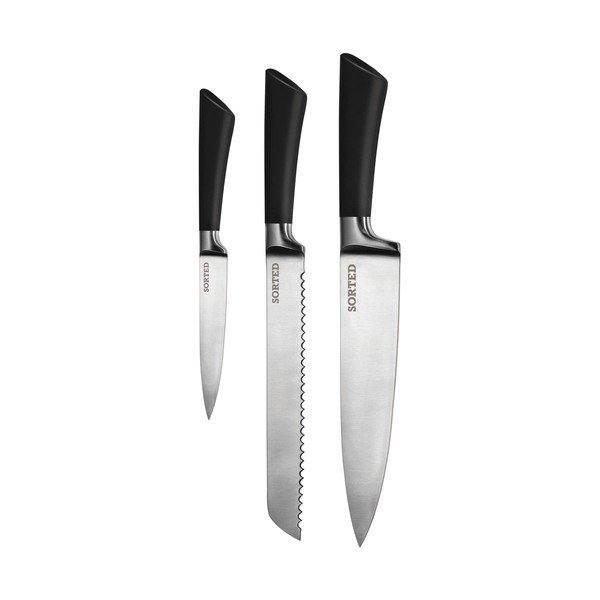 Set de 3 cuțite, foarfecă, gresie pentru ascuțit și suport Premier Housewares-image-1