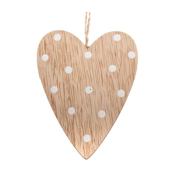 Set 5 decorațiuni suspendate din lemn în formă de inimă cu puncte Dakls, înălțime 9 cm