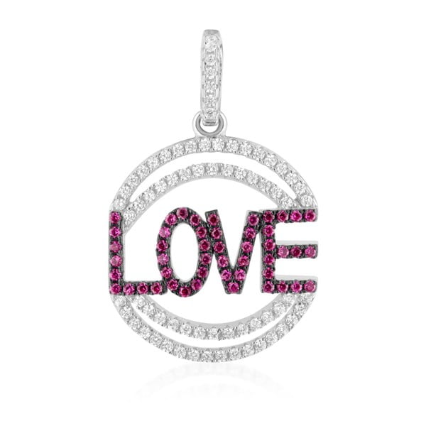 Pandantiv Swarovski Elements Crystals Love Heart, argintiu-roz