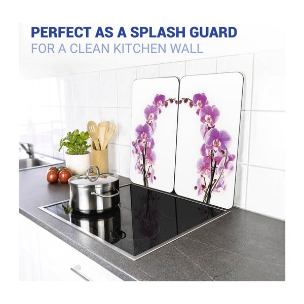 Set 2 protecții din sticlă pentru aragaz Wenko Orchid, 52 x 30 cm-image-2