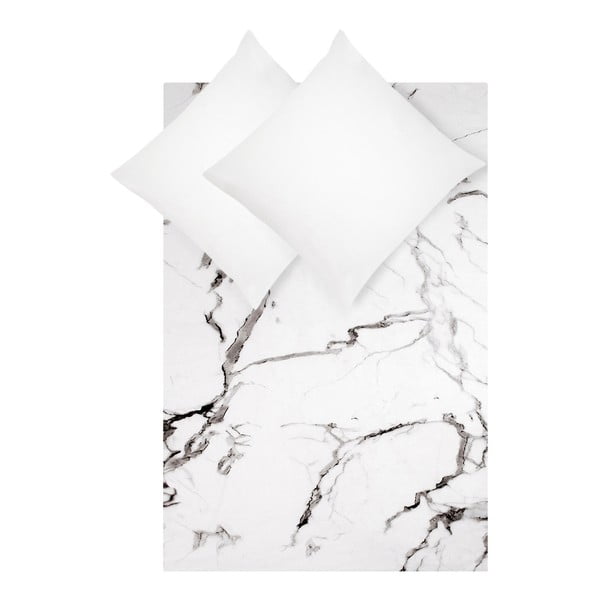 Lenjerie de pat din bumbac percale Westwing Collection Malin, 200 x 200 cm, alb-negru