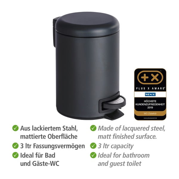 Coș deșeuri Wenko Leman, 3L, negru-image-3