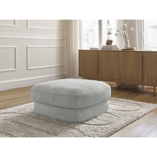 Taburet gri deschis cu tapițerie din chenille Leonore – Bobochic Paris-image-1