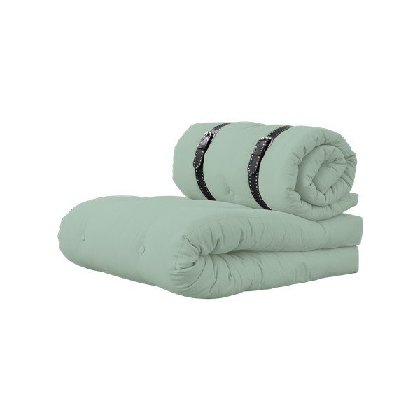 Fotoliu extensibil cu detalii din piele și cusătură albă Karup Buckle Up Peppermint-image-1