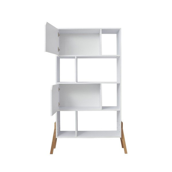 Bibliotecă din lemn de stejar BELLAMY Lotta, alb-image-1