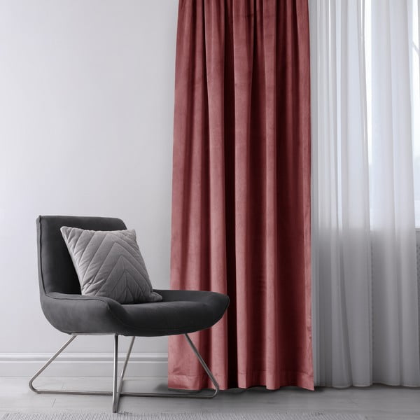 Draperie roz dimout (semi-opacă) din catifea 140x245 cm Eyelets – Restilo-image-1