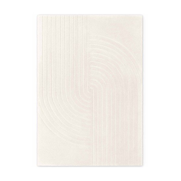 Covor crem țesut manual din lână 80x150 cm Arcura – Vikosa