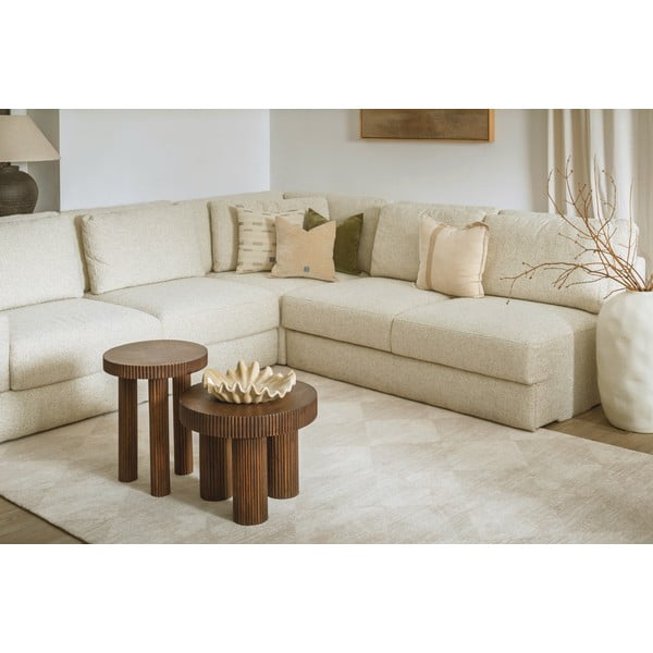 Covor bej din lână 133x190 cm Agnus Checkered – Agnella-image-2