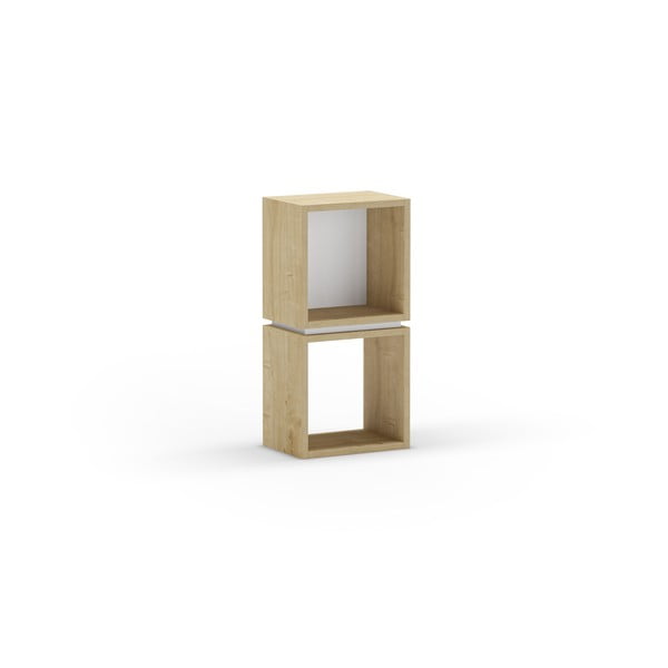 Bibliotecă albă/în culoare naturală cu aspect de lemn de stejar 32x66 cm Lofty – Marckeric-image-1