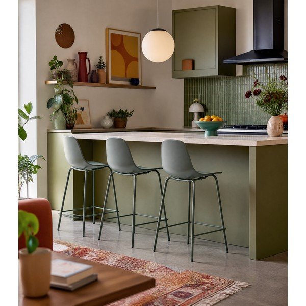 Scaun de bar kaki din plastic (înălțime șezut 67,5 cm) Whitby – Unique Furniture-image-1