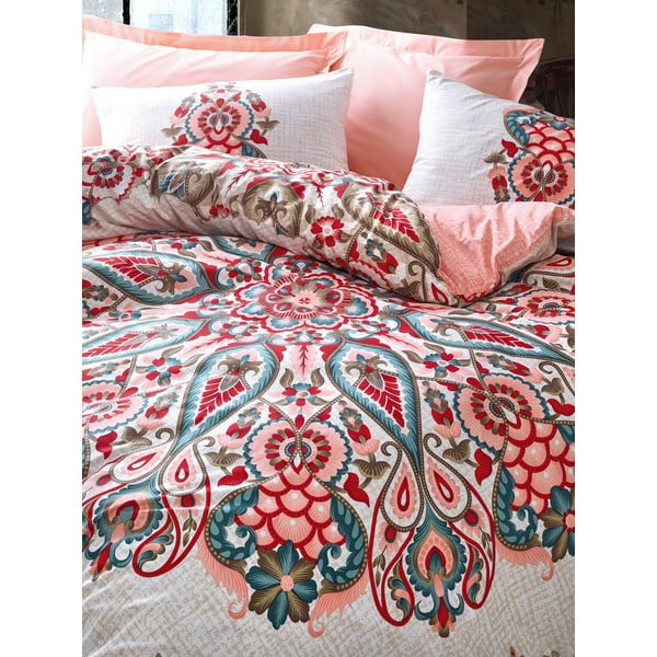 Lenjerie de pat din bumbac cu cearșaf Cotton Box Harsa, 200 x 220 cm-image-1