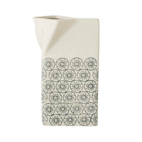 Recipient din ceramică pentru lapte Bloomingville Cecile, alb - albastru