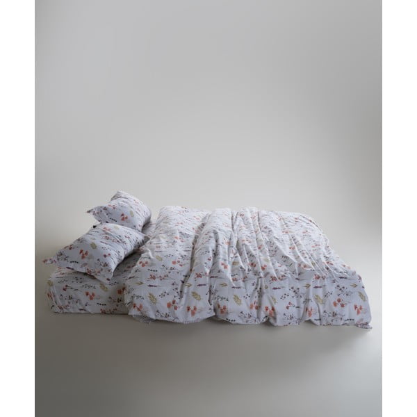 Lenjerie de pat albă din bumbac ranforcé pentru pat de o persoană 140x200 cm Floral Dance Autumn – Mila Home Luxury-image-3