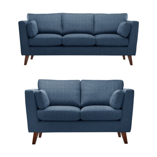 Set 2 canapele pentru 2 și 3 persoane Jalouse Maison Elisa, albastru denim