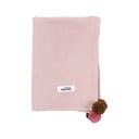 Pătură pentru copii roz din muselină 100x140 cm Pompon – Malomi Kids