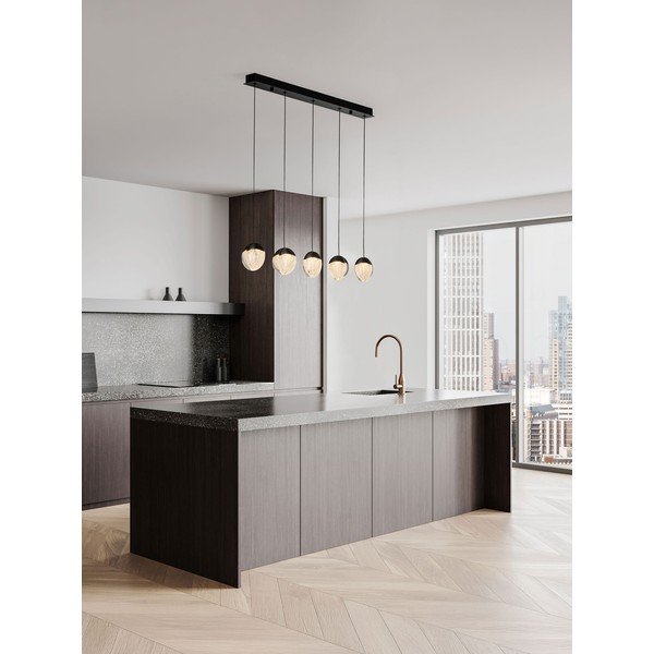Lustră negru-mat LED cu intensitate reglabilă din aluminiu cu abajur din sticlă Alicia – Nova Luce-image-1