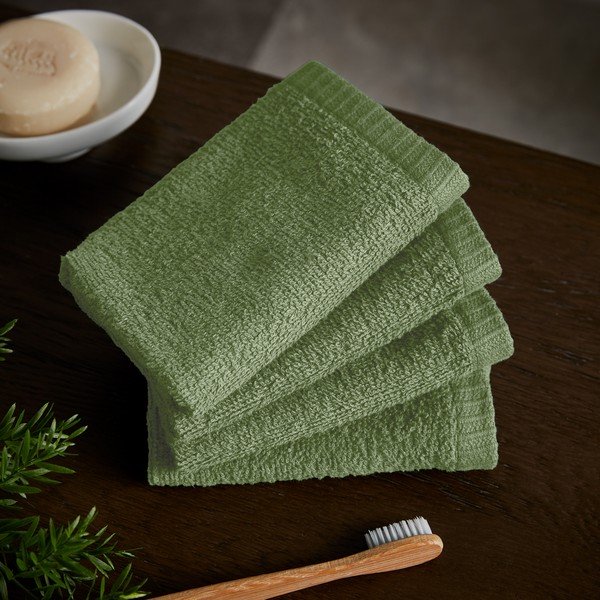 Prosoape verzi 4 buc. din bumbac cu uscare rapidă/din frotir 30x30 cm Quick Dry – Catherine Lansfield-image-1