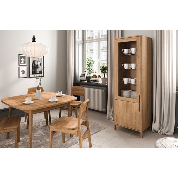 Vitrină în culoare naturală din lemn   de stejar 59x188 cm Twig – The Beds-image-4