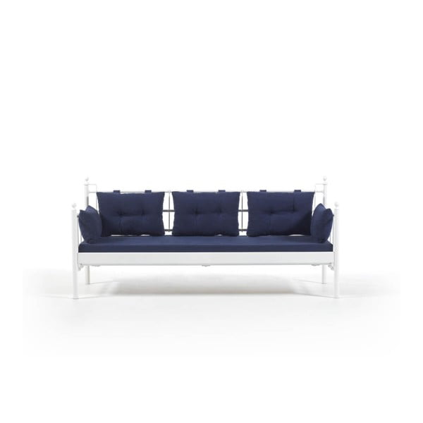 Canapea cu 3 locuri de grădină Lalas DKS, 96 x 209 cm, albastru-alb