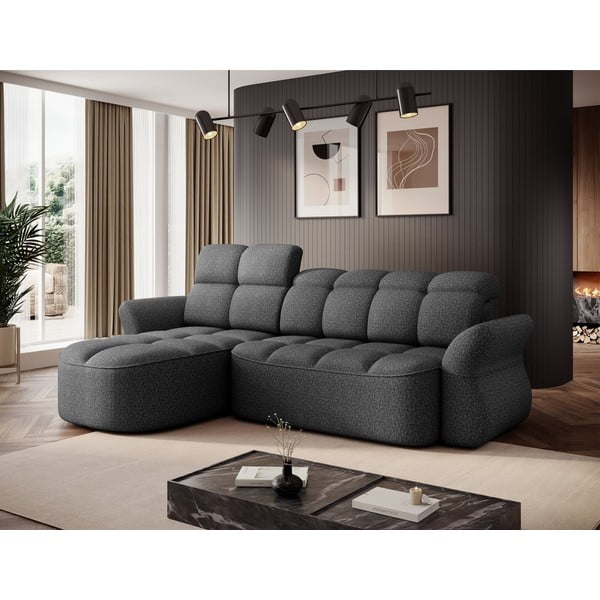 Colțar gri închis extensibil/cu spațiu de depozitare cu tapițerie din catifea (cu colț pe partea stângă/cu șezlong) Beneth – ELTAP-image-3