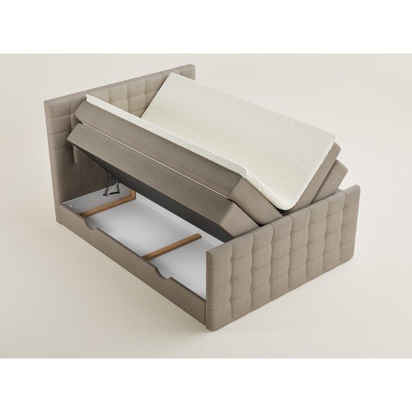 Pat boxspring bej cu spațiu de depozitare 200x200 cm Tasca – Maison de Rêve-image-3