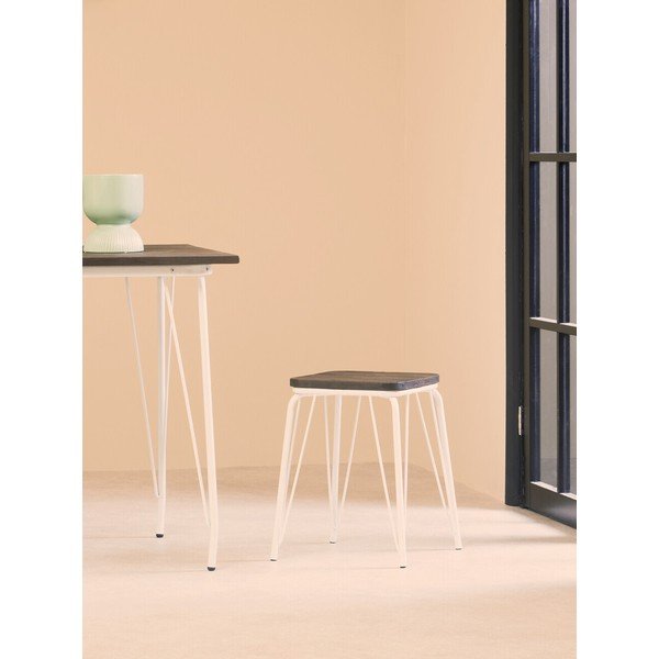 Scaun tip taburet alb/în culoare naturală închisă din lemn de ulm District – Premier Housewares-image-1