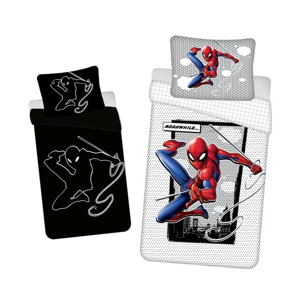 Lenjerie de pat pentru copii din bumbac fosforescentă  140x200 cm Spiderman - Jerry Fabrics