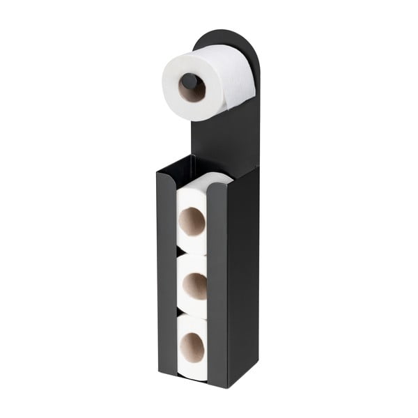 Suport pentru hârtie igienică negru autoadeziv din oțel Agira – Wenko-image-4