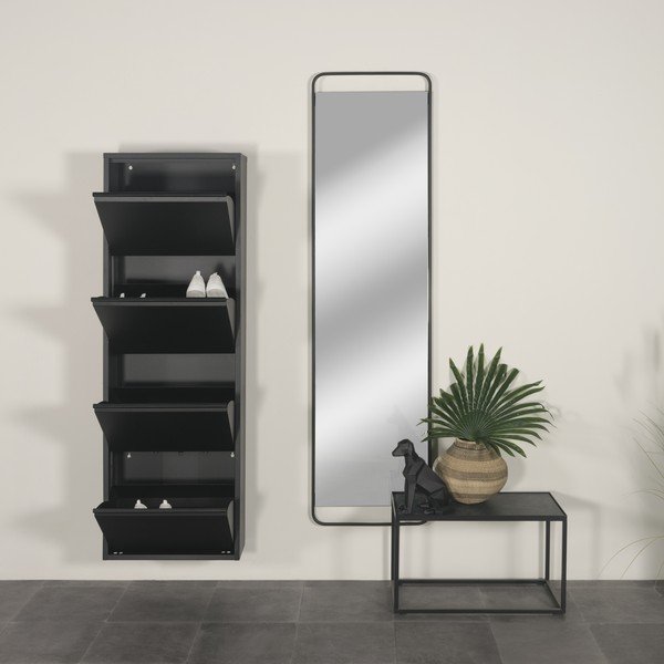 Pantofar negru cu deschidere înclinată din metal 50x150x22 cm Billy – Spinder Design-image-1