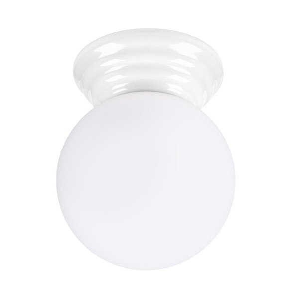 Plafonieră albă din ceramică cu abajur din sticlă ø 12 cm Farsa – Sollux
