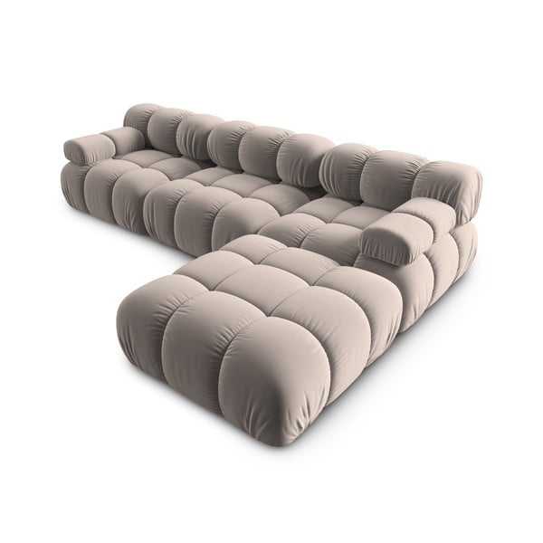 Colțar modular maro deschis cu tapițerie din catifea (cu colț variabil) Bellis – Micadoni -image-4