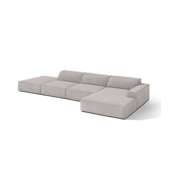 Colțar modular gri deschis (cu colț pe partea dreaptă/cu șezlong) Jodie – Micadoni 