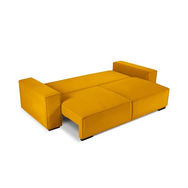 Canapea extensibilă din catifea Mazzini Sofas Azalea, galben-image-3