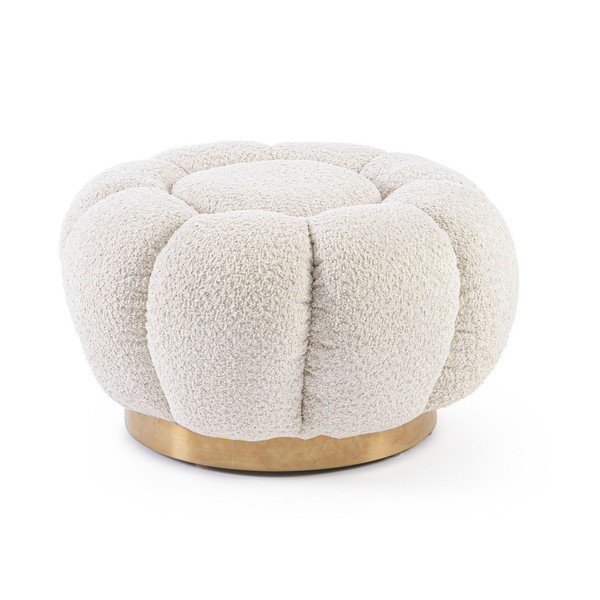 Taburet crem cu tapițerie din țesătură bouclé Florel – Bizzotto