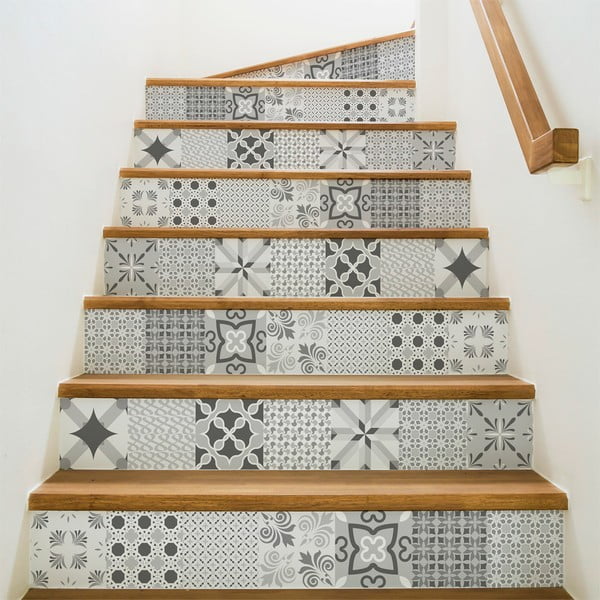 Set 2 autocolante pentru scări Ambiance Romantic Grey, 15 x 105 cm