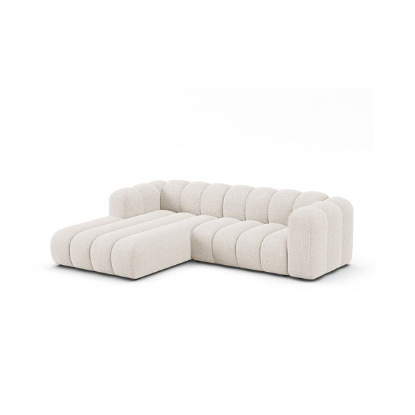 Colțar crem cu tapițerie din chenille (cu colț pe partea stângă/cu șezlong) Lupine – Micadoni -image-1