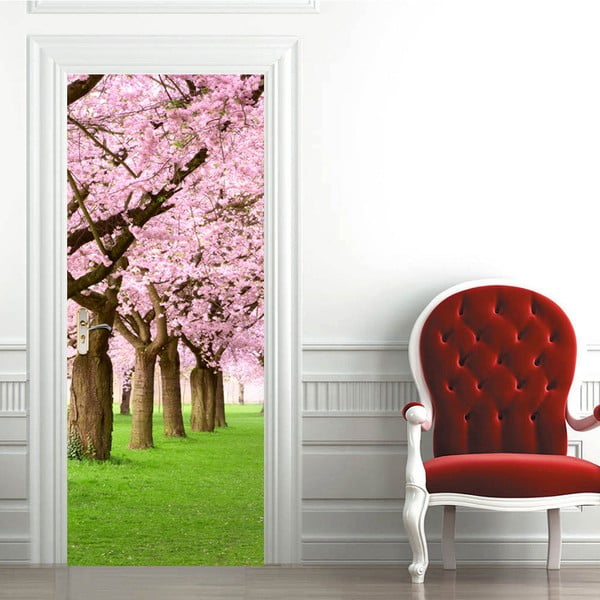 Tapet pentru ușă Walplus Pink Blossom Flowers Tree, 88 x 200 cm