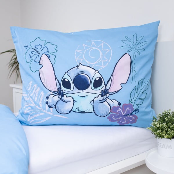 Lenjerie de pat pentru copii albastră din bumbac pentru pat de o persoană 140x200 cm Lilo and Stitch "Wave" – Jerry Fabrics-image-3