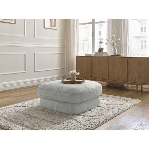 Taburet gri deschis cu tapițerie din chenille Leonore – Bobochic Paris-image-4