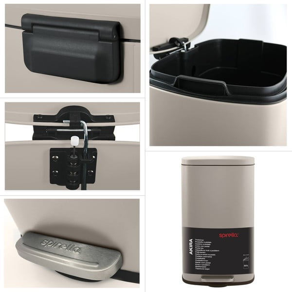 Coș de gunoi taupe cu pedală din oțel 50 l   Akira – Spirella-image-4