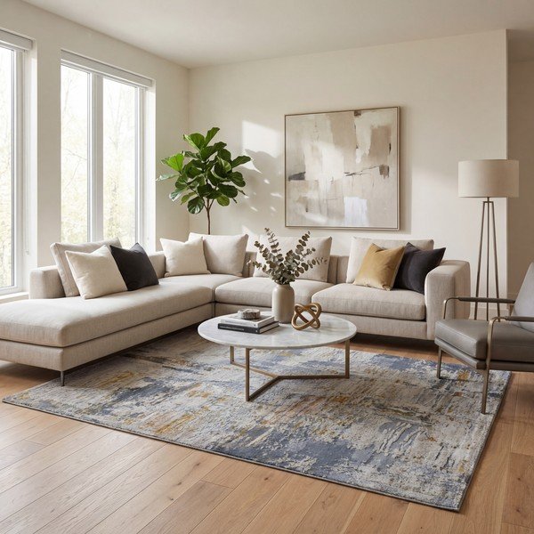 Covor albastru/bej 154x230 cm Springs – Universal-image-1