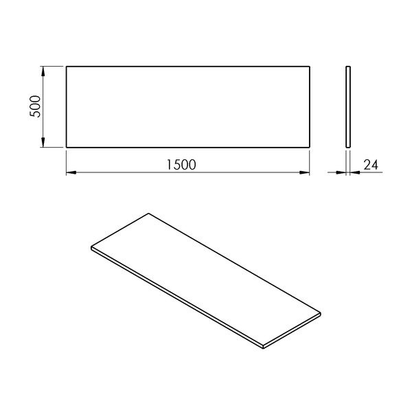 Blat sub chiuvetă alb 150x50 cm Plato – Sapho-image-2