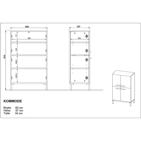 Dulap de baie înalt gri-bej cu aspect de nuc 60x97 cm Yonkers - Germania-image-4